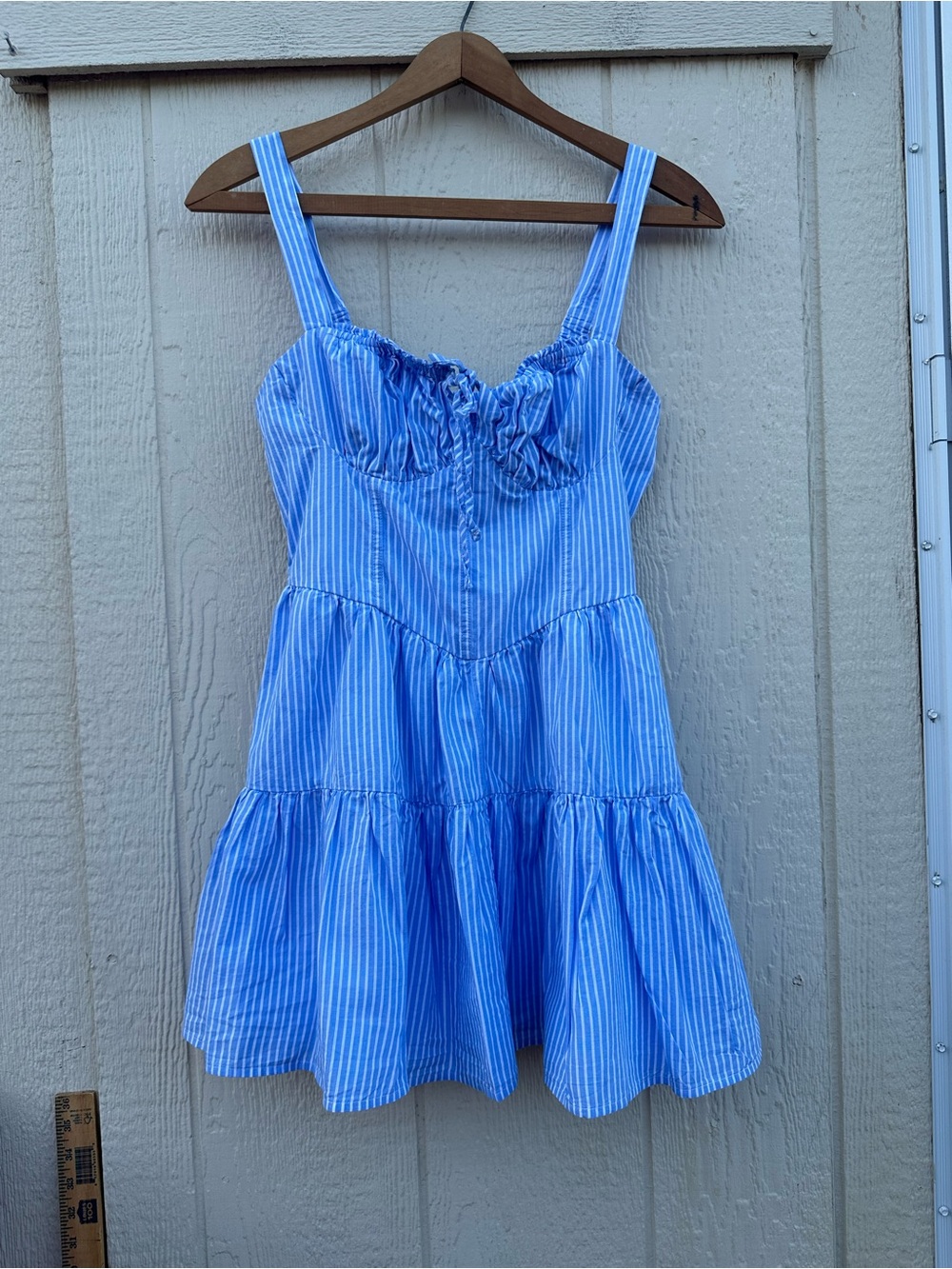iris Blue and White Striped Tie-Front Mini Dress - Picture 4 of 6